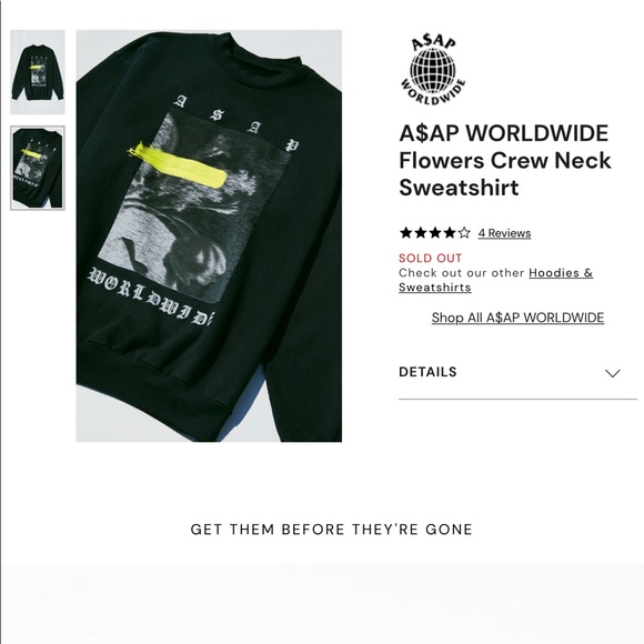 A$AP WORLDWIDE- Flowers Crew Neck Sweatshirt - Picture 9 of 10